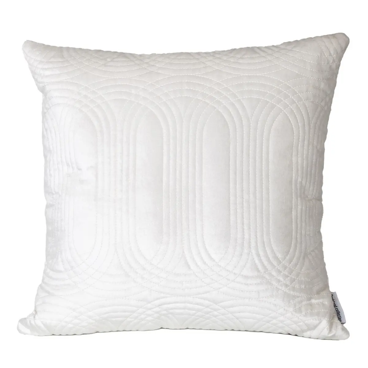 HomeRoots 402892 Quilted Velvet White Square Throw Pillow, Quilted Standard Pillow for Home Bedding & Soft Furnishings, Quilted Standard Pillows