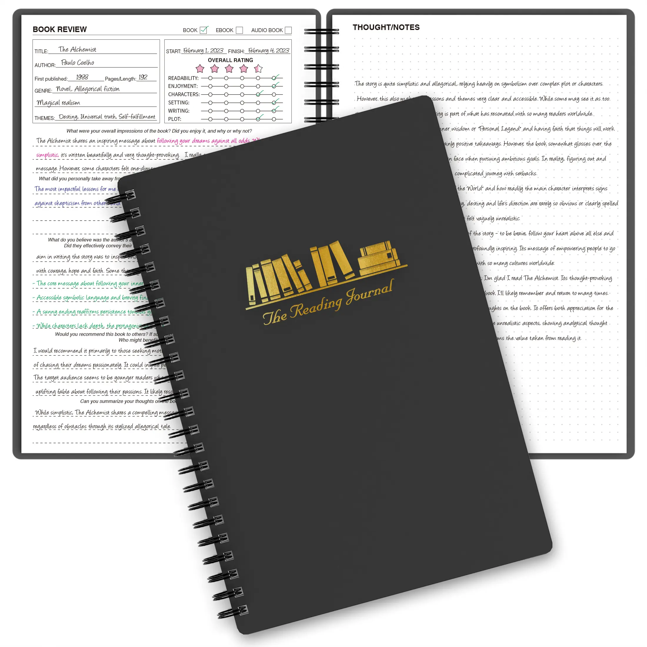 Kore Create A5 Interactive Reading Journal Notebook - Book Accessory, Office Stationery with Simple Layouts, Guided Q&A, 52 Reviews Book Lovers, Interactive Notebook, Book Accessorie Workbook