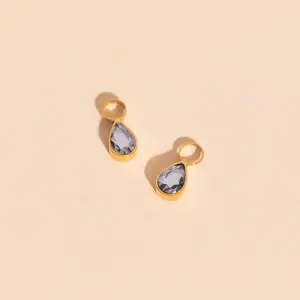 June Birthstone Huggie Hoop Charms