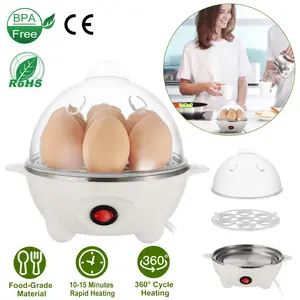 Electric Egg Cooker 7-Capacity BPA-Free Hard-Boiled Egg Maker w/ Auto-Off Measuring Cup for Hard Boiled Steamed Vegetables Seafood Dumplings