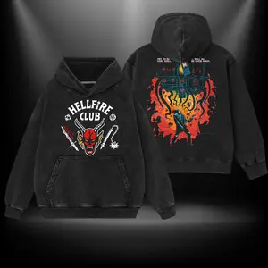 Eddie Munson Hellfire Club Stranger Things 4 Washed TShirt Hoodie Sweater Netflix series Vers Menswear Gift for movie fans Top Apparel Classic Oversized Seamless Simple Straight Man Clothes Cotton designer shirts