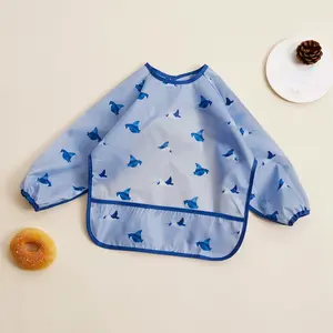 Waterproof Long Sleeve Bib, 1 Count Washable Feeding Bib, Soft Toddler Bibs for 6-24 Months, Baby Care & Health Supplies