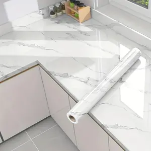 1 Roll Marble Self-Adhesive Textured Wall Paper - Waterproof & Oil-Proof, Easy to Apply for Kitchen & Bathroom Renovation