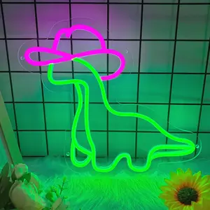 Cute Green Dinosaur 10 Level Dimmable LED Neon Sign, Wall/Desktop Decor, Shop Logo Business Sign, For Indoor Use, For Home, Store Bar, Club, Man Cave, Gathering, Party, Holiday, Birthday, Perfect Gift For Girls, Friends, Family, 5V2A USB Powered.
