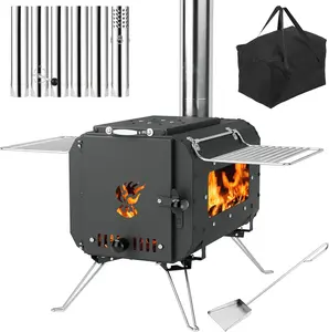Outdoor Portable Tent Stove,Wood Burning Stove for Camping,Cast Iron Wood Stove,Tent Heaters for Camping,Includes Chimney Pipes ans View Glass,Ice-fishing,Cookout, Hiking, Travel