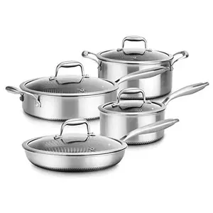Nutrichef 8-Piece Pots & Pans Set, Stainless Steel Nonstick