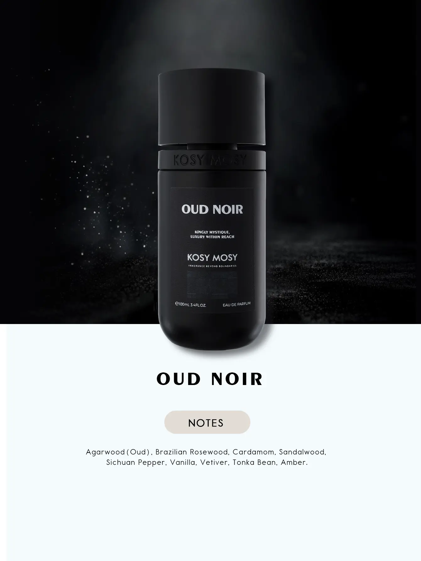 KOSY MOSY OUD NOIR Unisex 100ml Premium Luxe Men's Eau De Parfum - Alcohol-Based, Dual-Gender, Noir Fragrance with Oudwood, Spicy Notes, Bold Oriental Scent, Opulent Christmas Gift, Long Lasting Fragrance, Alcohol-Based Men's Fragrance