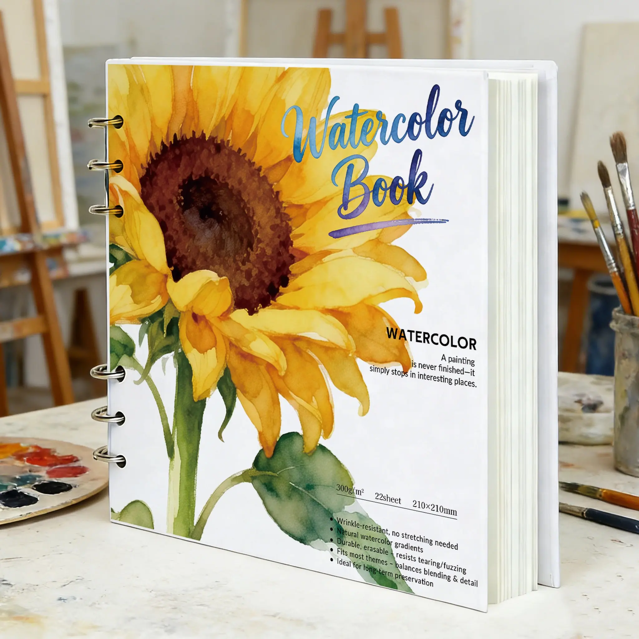 300gsm Watercolor Paper Sketchbook, Spiral Bound Watercolor Book with Vibrant Plant Cover, 22 Acid-Free Pages, Art Drawing Diary, Easter Mother's Day Gift Notebook