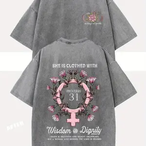 Women's  Washed Tee - Oversized Loose Fit Short Sleeve Crew Neck, Distressed Casual Top for Summer Streetwear & Festival Outfits | Heavyweight Slouchy Style