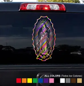Sticker Virgen de Guadalupe  - Adhesive Vinyl Decal:  Virgen Morenita Mexico Guadalupana para cuarto for Motorcycle, Car, Boats, Glass Doors and Walls | Different Sizes and Colors Available | Easy installation decal sticker vinyl decal
