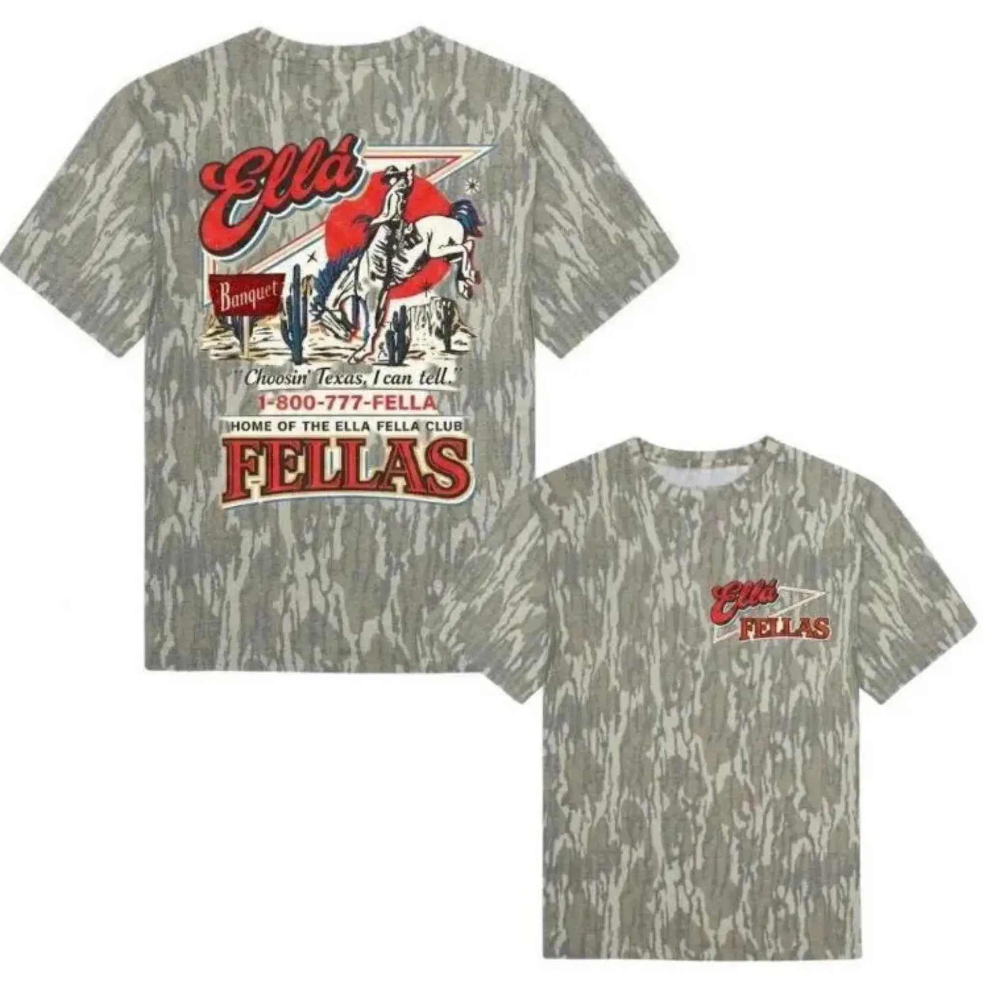 New EllaFella Club Mossy Oak Bottomland Tee - Hunting Camo Shirt, Soft Stretch Cotton, Full Size S-5XL