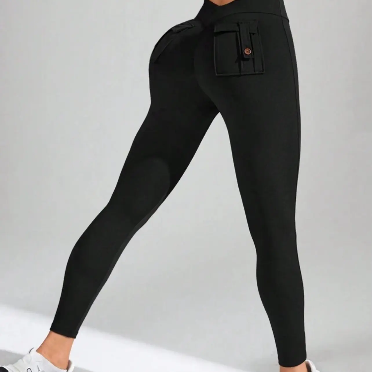 Sport Menodora Women's Solid Color Asymmetrical High Waist Sports Leggings compression pant