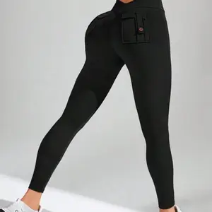 Sport Menodora Women's Solid Color Asymmetrical High Waist Sports Leggings compression pant