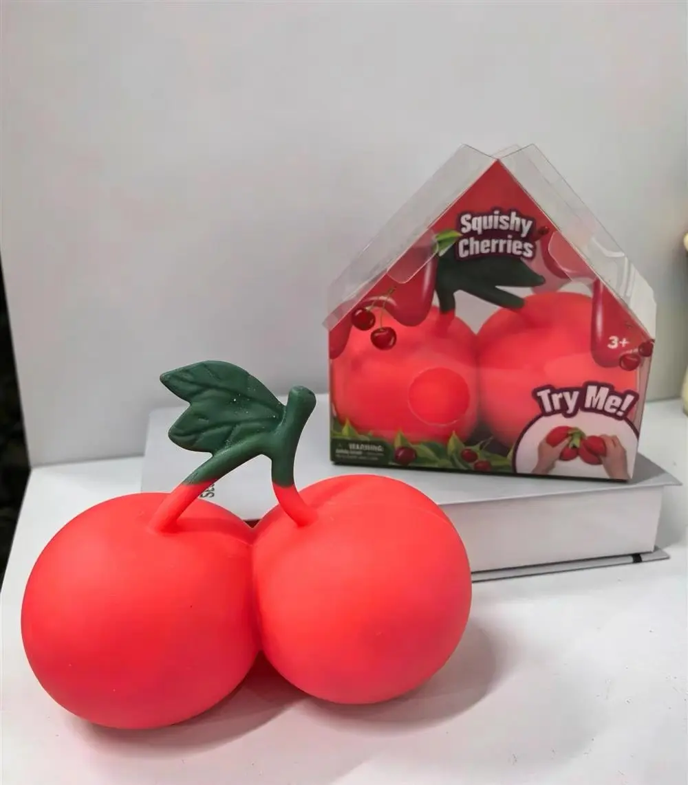 Giant Cherry Stress Relief Toy, Squeeze Toy,Soft Squishy Fidget Toy,Travel & ClassroomToy, Birthday Gift, Perfect Present