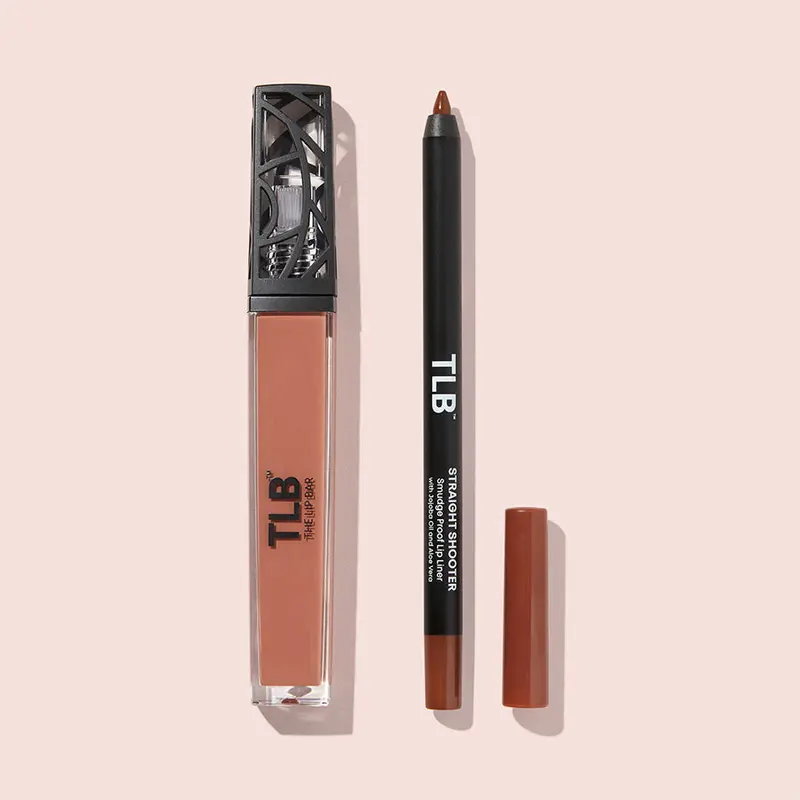 Nude Mood Lip Kit - Sheer Nude Lip Gloss & Corresponding Creamy Lip Liner Set for Perfect Pairings, High Shine, Coconut Oil, Argan Oil, Vitamin E - Vegan & Cruelty Free