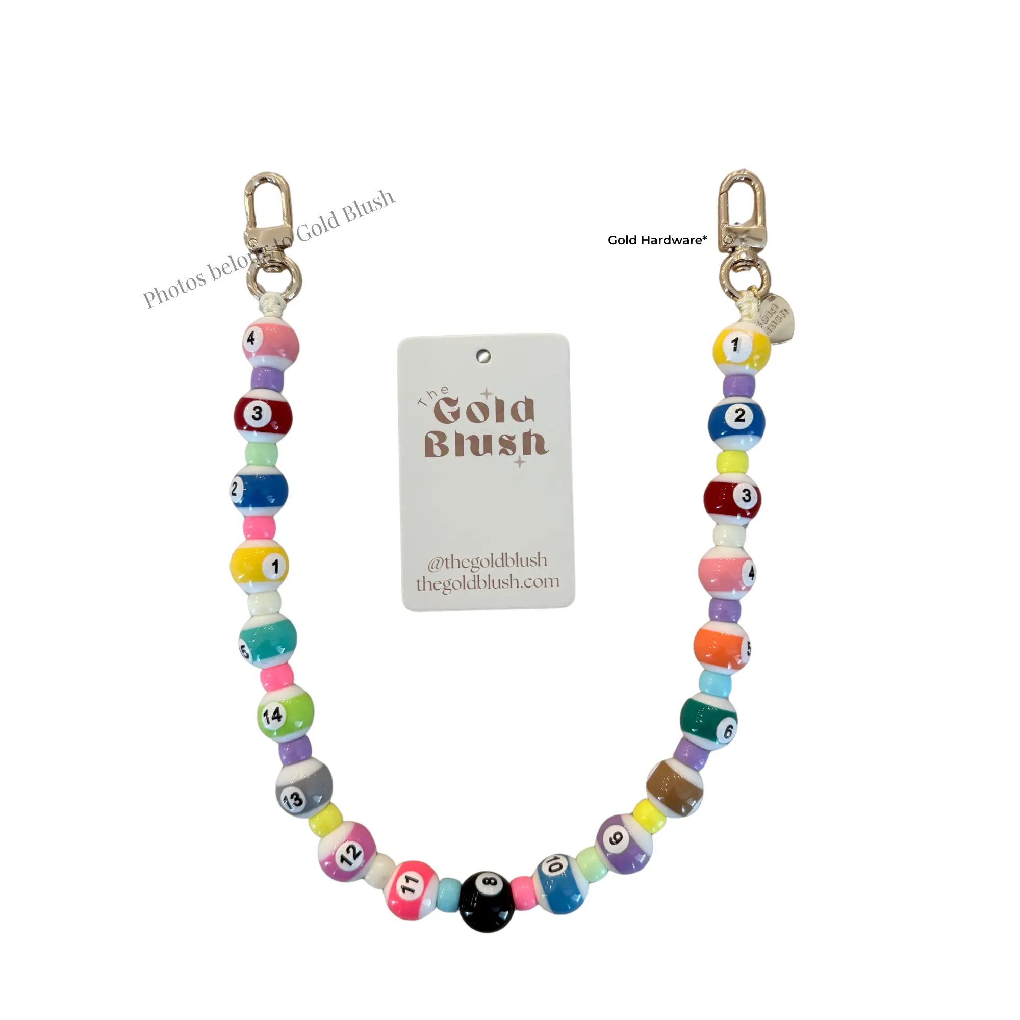Gold Blush Dopamine Beaded Bag Chain – Colorful Beaded Purse Strap, Aesthetic Handbag Chain, Trendy Bag Charm Accessory