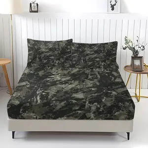 Tactical Camo Fitted Sheet Set (3 Piece, Includes 1 Fitted Sheet + 2 Pillowcases), Military Camouflage Bed Set for Teens & Adults, Bedroom Decor