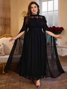 Luxurious Plus Size Formal Evening Gown, Sequin Embroidery Neck Design, Elegant High-End Party Dress, Fashionable Stylish Prom Dress
