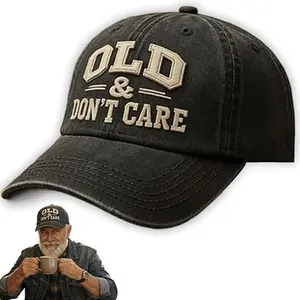Vintage Distressed Old & Don’t Care Cap, Adjustable Retro Unisex Hat - Fun Adjustable Trucker Hats for Men Women