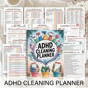 1 ADHD Cleaning Plan Book - Spiral-bound Notebook with Cleaning List, Large Writing Sheet, Suitable for Adults, Teens, and Students - Product Efficiency Planning and Household Arrangement - Ideal Gift for ADHD/ADD Patients and Hobbyists