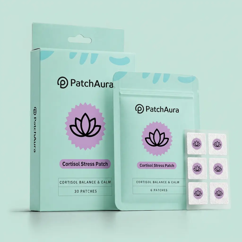 PatchAura Cortisol Patch – Stress Relief & Cortisol Balance, Calm Mood & Relaxation Support, Daily Wellness Patches (30 Patches)