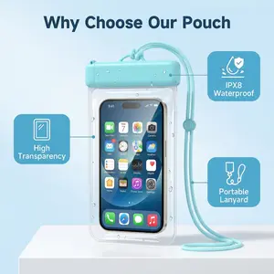 Mobile phone waterproof bag with touch screen, swimming and underwater shooting tool, transparent seal, suitable for most 7.2-inch devices, IPX8 waterproof, sensitive touch control for mobile phones