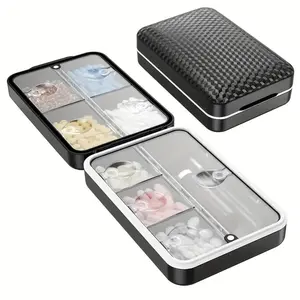 Large-Capacity Weekly Pill Organizer, Vitamin Organizer, Magnetic Lid, Moisture-Proof, 8 Compartments, Clear Inner Lids, Durable Plastic, Compact Design