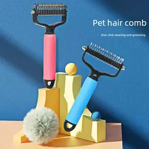 Pet Grooming Tool, Universal Detangling Comb for Dogs, Stainless Steel Double-Sided Design, Effective Shedding Removal & Matted Hair Tamer, Practical Daily Dog Coat Maintenance Supplies.