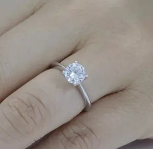 1ct Knife Edge Solitaire 925 Sterling Silver CZ Engagement Ring Size 2.5-15 SR16