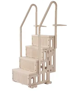 【Summervibes】VEVOR Swimming Pool Ladder, 4-Step Double Handrails Stairs with Non-slip Heavy Duty Steps, Max Load Capacity 400 lbs, for 48-54 In Inground & Above-ground Pools of Any Decking Surface, Taupe