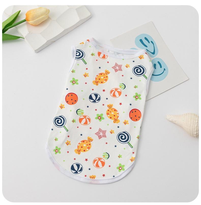 Cute Printed Dog Clothes for Shih Tzu Male and Female Cartoon Pet Vest Summer Cat Tshirt Puppy Tank Top Clothing