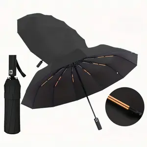 UPF50+ Black Glue Automatic Umbrella, 12Bone Reinforced Windproof Auto Open/Close Umbrella, UV Protection Sun & Rain Dual Use Umbrella for Daily & Travel
