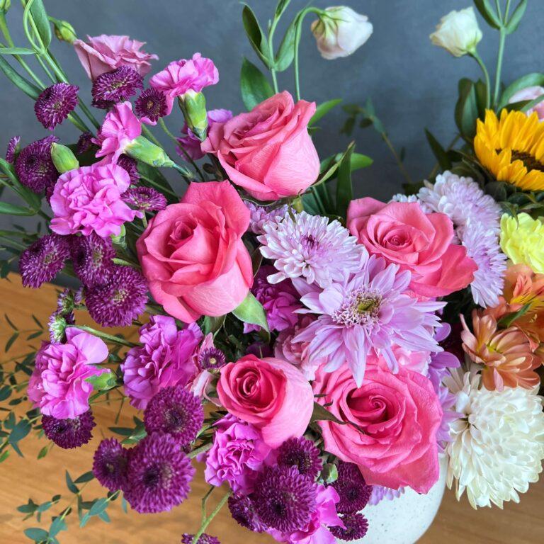 Sunny Side Bloom - Radiant Floral Arrangement with Sunflowers Pink Roses Daisies & Pastel Blooms for Brighten Your Day