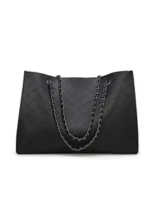 New solid color retro large capacity diamond grid fashionable and elegant tote bag can be carried on one shoulder, suitable for shopping and travel Quilted Purse Bags