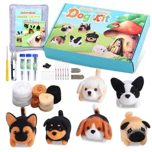Animal Needle Felting DIY Kit  Cute Cat & Dog Needle Felting Craft Set with Self-Healing Mat  Creative Relaxing Art Supply Kit  Cute Desk Decoration  Perfect Gift for Holidays and Birthdays