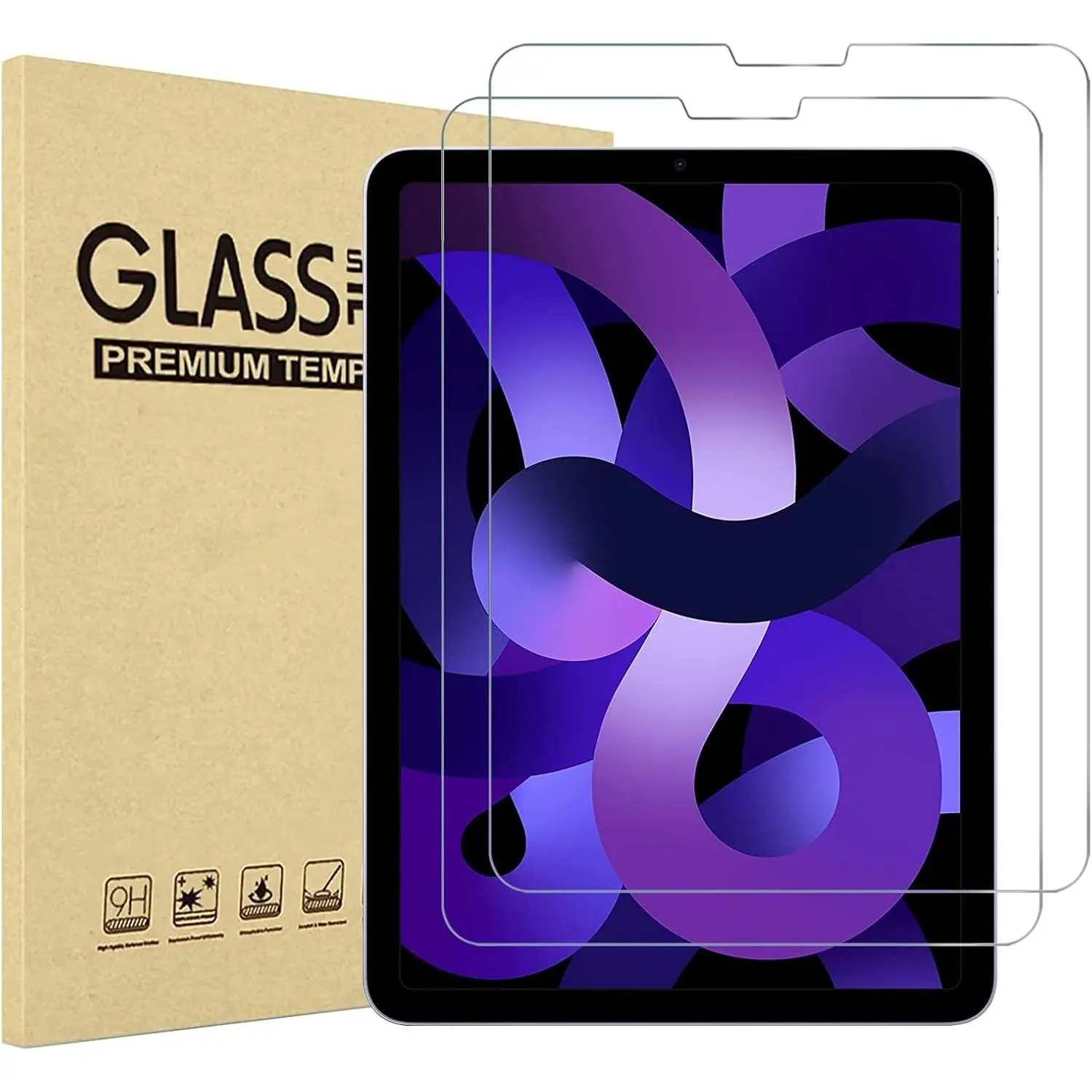 2 Pack Screen Protector for iPad Air 5th/4th Generation 10.9 inch (2022/2020) iPad Pro 11 inch (2022/2021/2020/2018), Tempered Glass for iPad Air 5/Air 4-Case Friendly