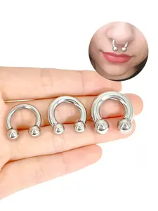 1pcs Ear Weights, Surgical Steel Plugs Stretchers, Gauges Septum Hoops, Silver Color Horseshoe, Body Jewelry for Piercings