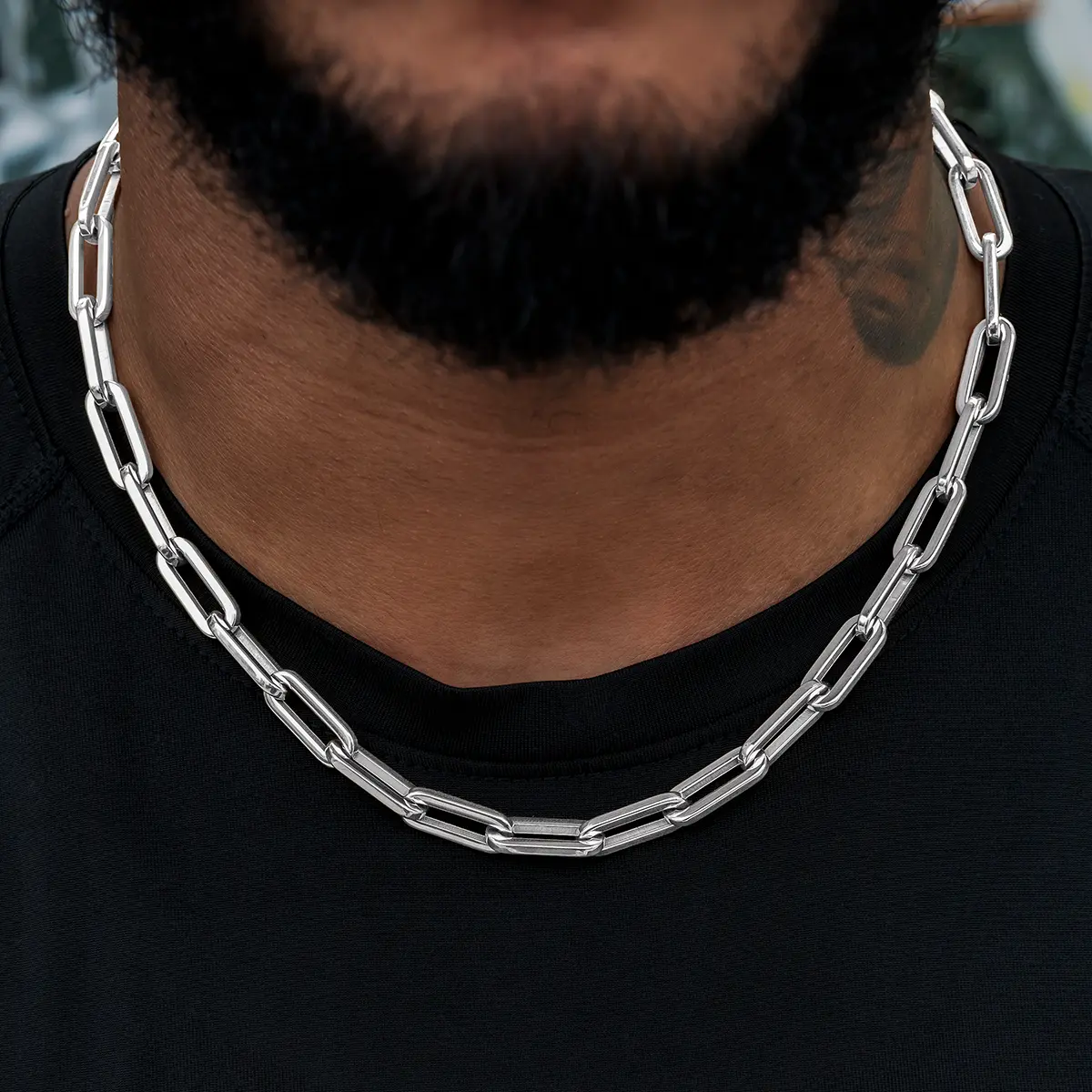 GLD Paper Clip Chain in White Gold- 8mm - Perfect Gift