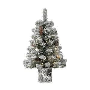 Puleo Pre-Lit 2' Flocked Table Top Artificial C hristmas Tree