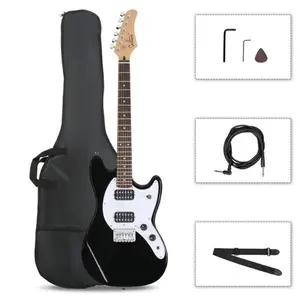 Glarry 39 Inch Electric Guitar Electric Guitar Kit Beginner Guitars with H-H Pickups, Basswood Body, Maple Neck, Laurel Wood Fingerboard