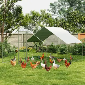 Large Metal Chicken Coop with Cover – Outdoor Chicken Run, Waterproof & UV-Resistant Poultry Shelter