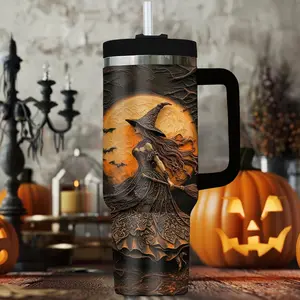 Quality Witchy Gothic Printed Art 40 Oz Tumbler, Spooky Ghost Vibes Tumbler, Witch Halloween 40 Oz Cup Gift, Spooky Season Tumbler For Women - Quick Delivery