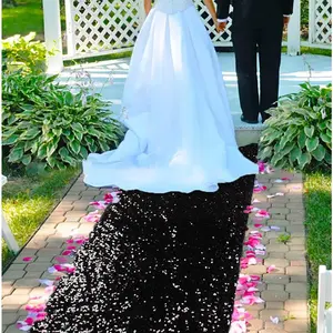 ShinyBeauty 2FT x 15FT Black Sequin Aisle Runner | Glitter Carpet for Wedding Ceremony, Party, and Prom Events