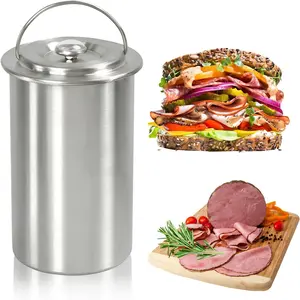 Stainless Steel Ham Maker Meat Press Deli Meat Press for Homemade Lunchmeat Making, with Thermometer, Sandwich Lunchmeat Pressure Ham Cooker