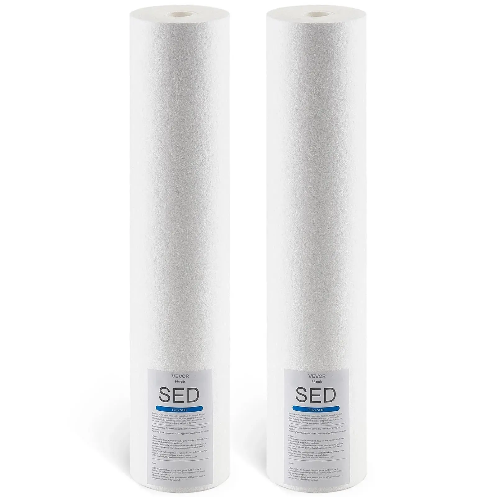 【Summerfinds】VEVOR Whole House Water Filter Replacement Cartridge, 4.5"x20" Glue/Adhesive-Free Polypropylene Sediment Filter, 6-Month Large Capacity Odor-Free Option for 3-Stage Systems, Reduces Sand, Rust, Chlorine, Bad Taste, Extends Equipment Lifespan,