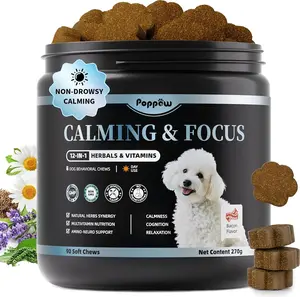Calming Chews for Dogs – 12-in-1 Dog Calming Treats with Herbal & Vitamins, Relaxation, Focus & Behavior Support for Anxiety, Separation, Barking, Travel, Stress, Upgraded Bacon Flavor, 90 Ct