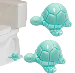 2 Pieces of Cute and Fun Turtle-Shaped Ceramic Toilet Bolt Caps - Decorative Covers, Easy to Install, Suitable for Bathroom Decoration, Ideal as Gifts, Size: 6x4x4.5 cm
