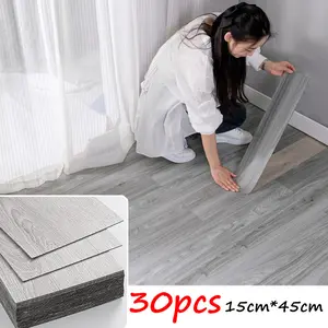 30pcs Realistic Wood Grain Stickers, 15x45cm Adhesive Floor & Wall Decals, DIY Home Decor for Living Room, Bedroom, Office, Wood Pattern