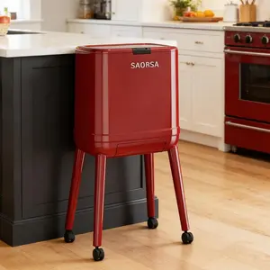 Large-Capacity Pedal-Operated Trash Can with Footed Base Space-Saving Mobile Waste Bin with Wheels for Home Use Ideal for Kitchens, Living Rooms, and Offices Features a Press-to-Open Lid and a Narrow-Gap Design