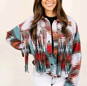 Aztec bohemian fringe jacket